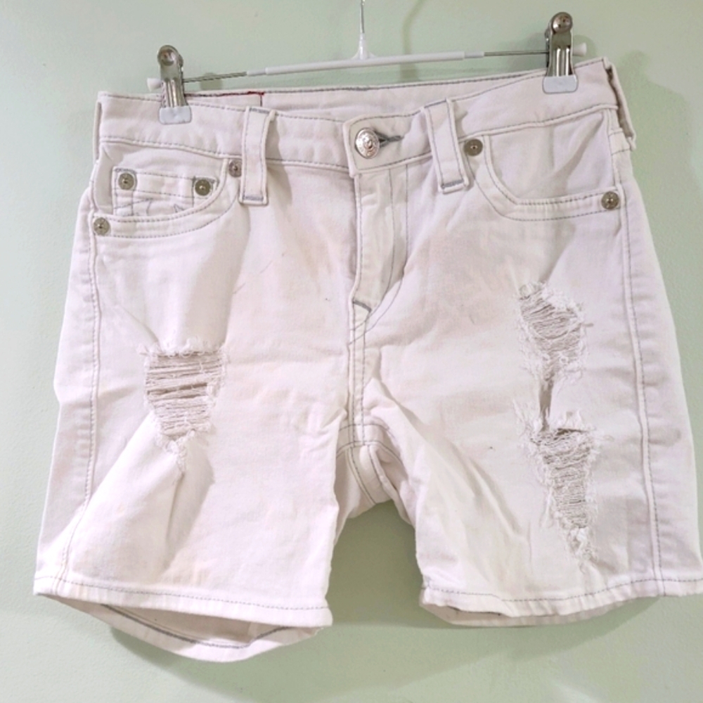 TRUE RELIGION Stretch Denim Shorts Contrast Stitching. 28 Excellent - Picture 4 of 14